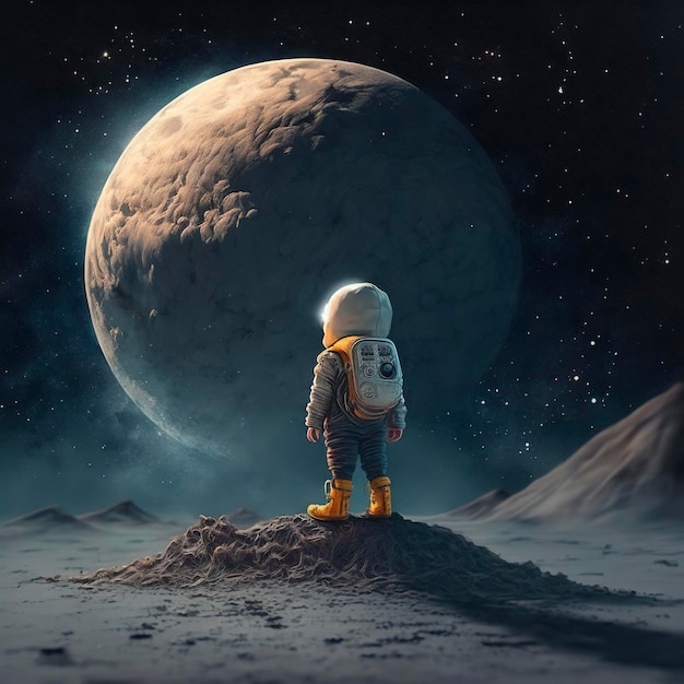 Little boy on the moon