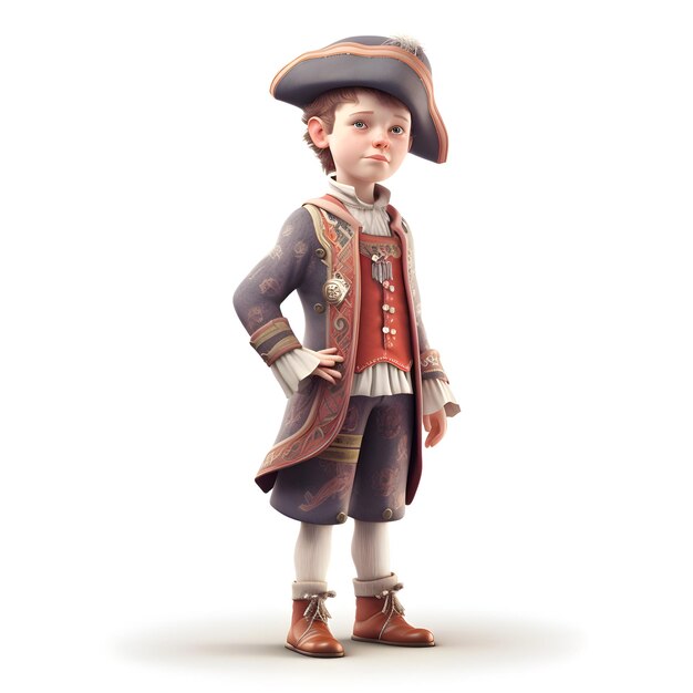 Little boy in pirate costume Isolated on a white background