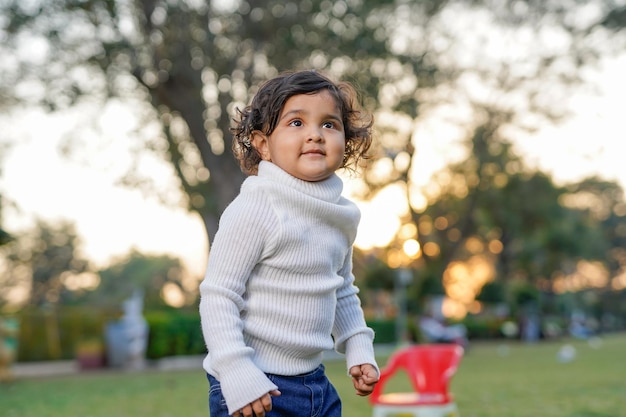 Little boy playing on grass