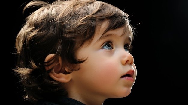Little boy profile person backlight copy space background