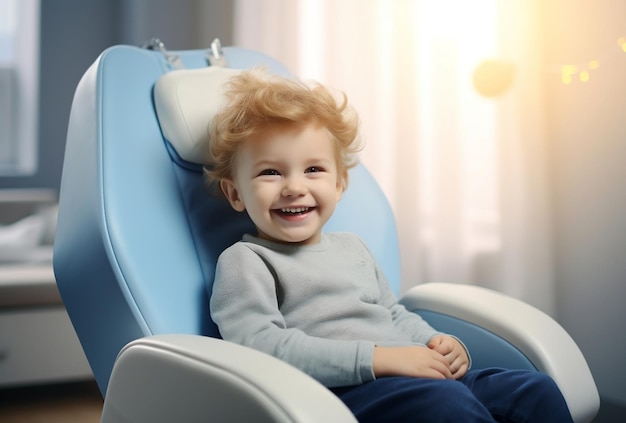 Little boy sitting for dental health check