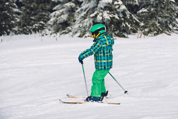 Little boy skiing