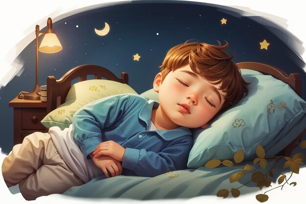 Photo little boy sleeping and snoring illustration