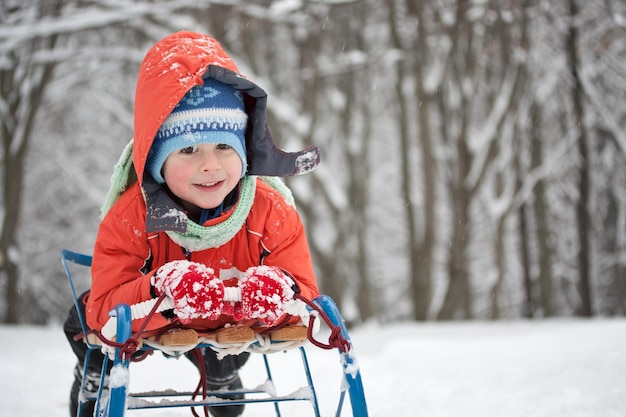 Little boy sliding