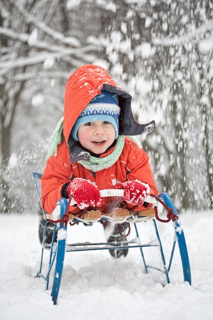 Little boy sliding