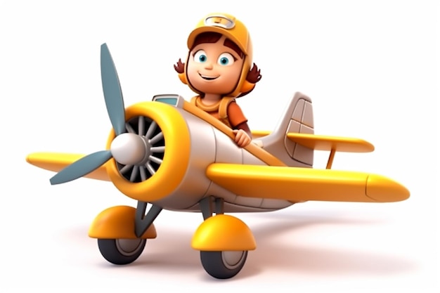 little boy toy plane with cartoon style 3d