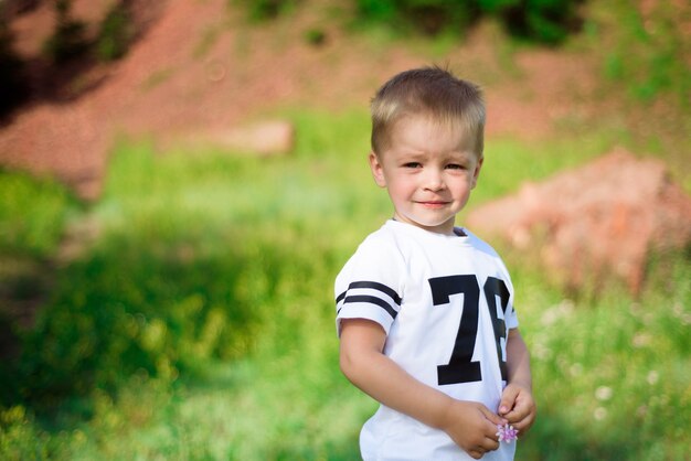 Little boy of two years old posing outdoors