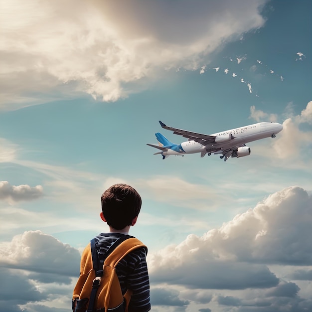 Little boy with airplaneboy in the airplane