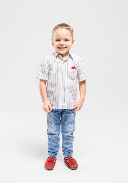 little boy with clapper board at studio 