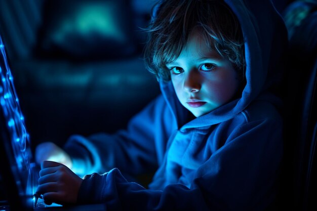 a little boy with digital device technology