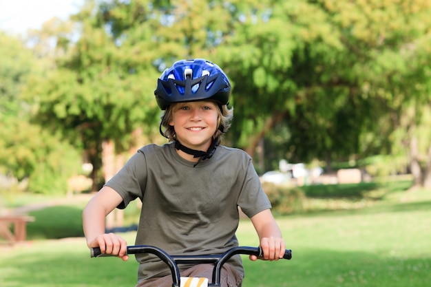 little boy with his bike