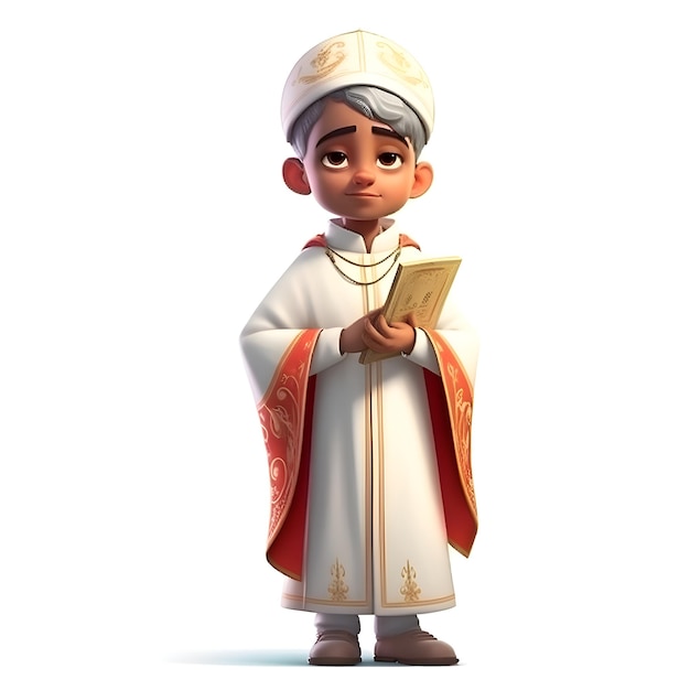 Little boy with a prayer book 3d digitally rendered illustration