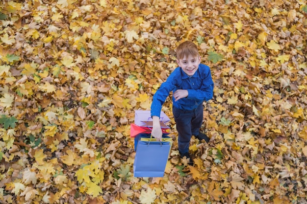 Little boy with shopping bags