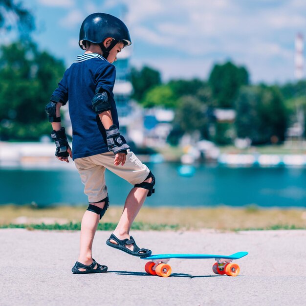 Little boy with skateboard