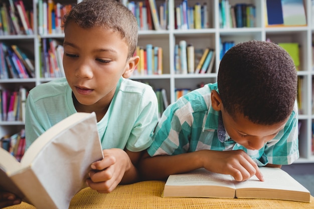 Little boys reading books