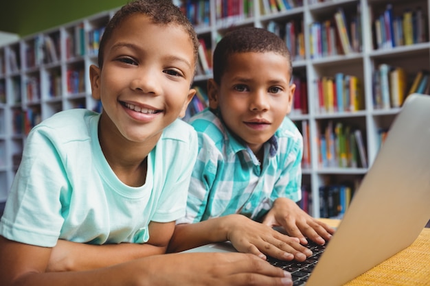 Little boys using a laptop