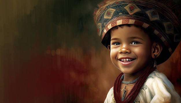 Little Brazilian boy illustration by generative AI