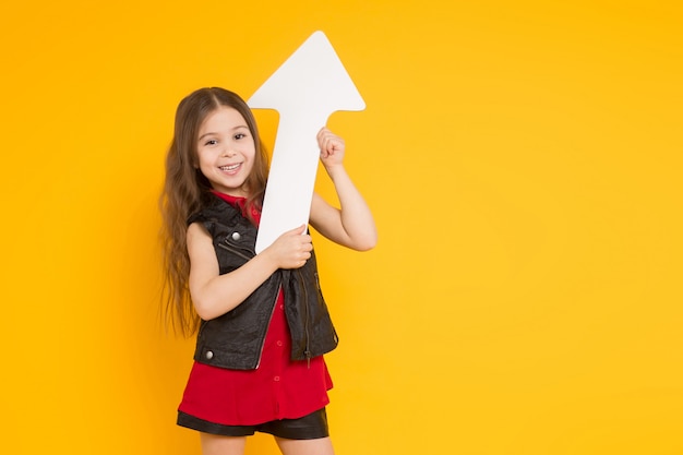 Little brunette girl with pointer