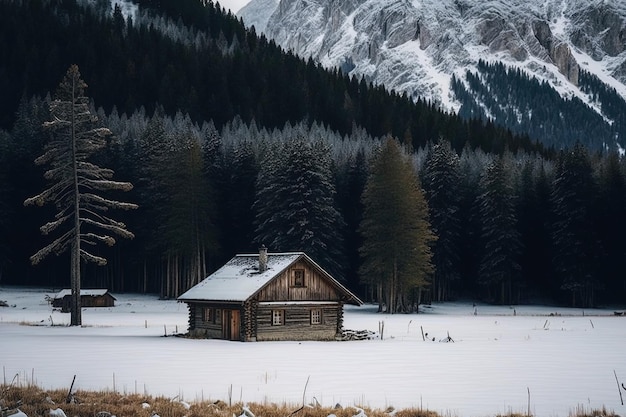 A little cabin in a field