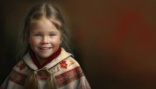 Little Canadian girl illustration by generative AI