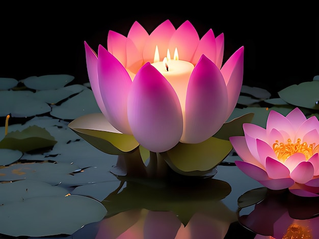 A little candle with the Lotus on it generated by AI