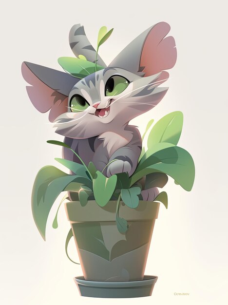 Photo little cat in pot