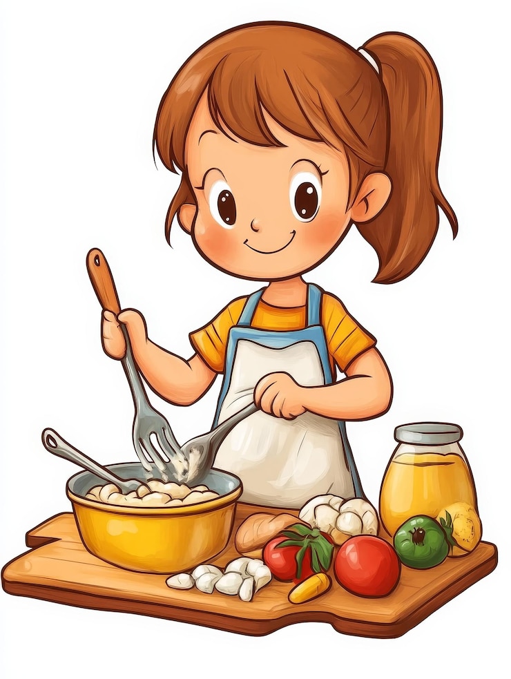 Photo little chef in action a cartoon illustration