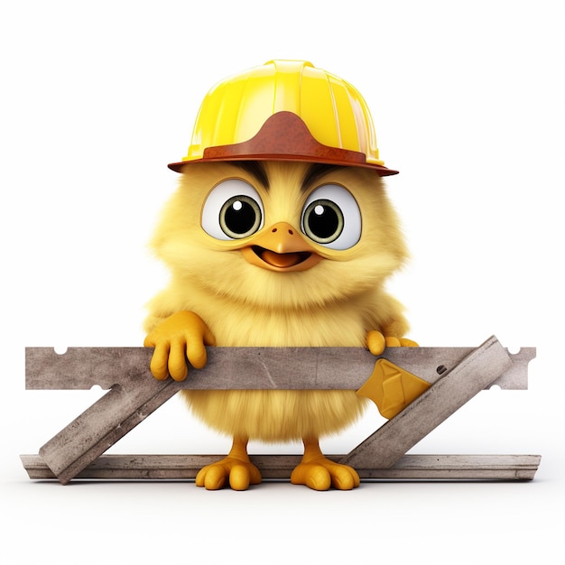 little chick working with yellow cap