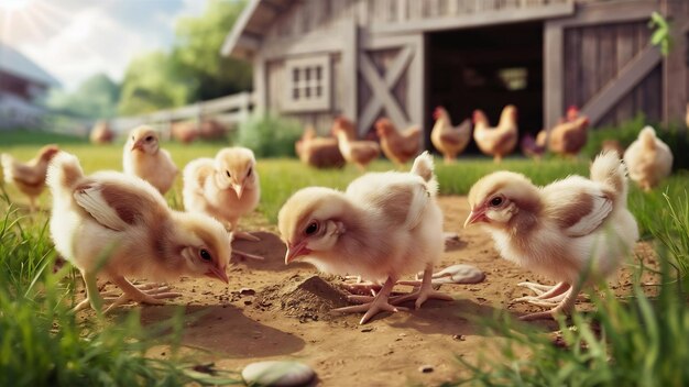 Little chicks at farm