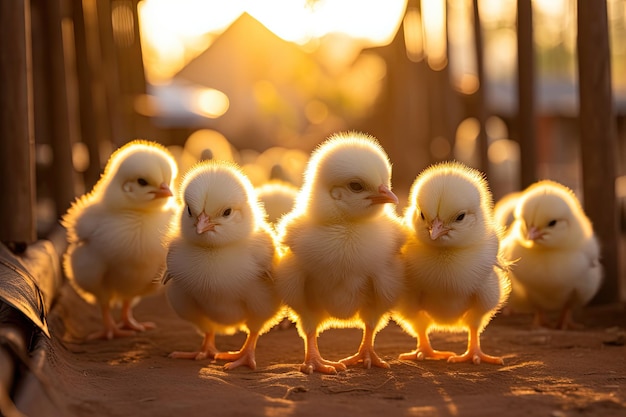 Little chicks at grassland farm