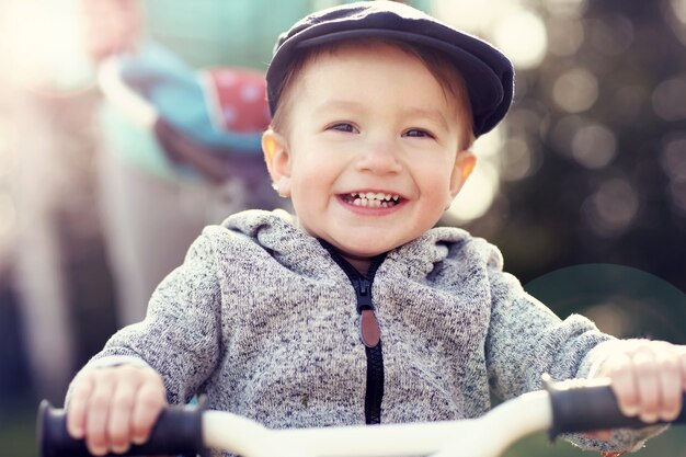 Little child having fun outdoors