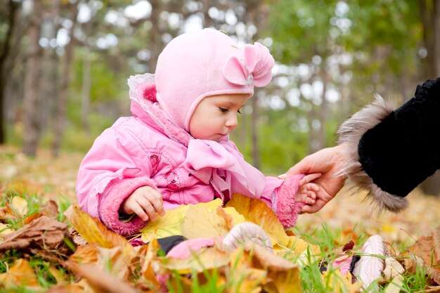 Little child in the park. Outdoor shot.