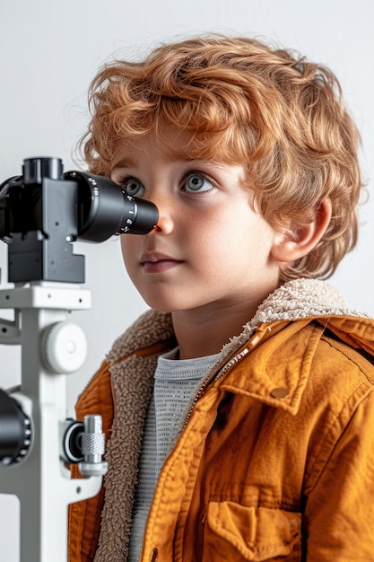 Little Child Passing an Ophthalmological Examination extreme cloeup Generative AI