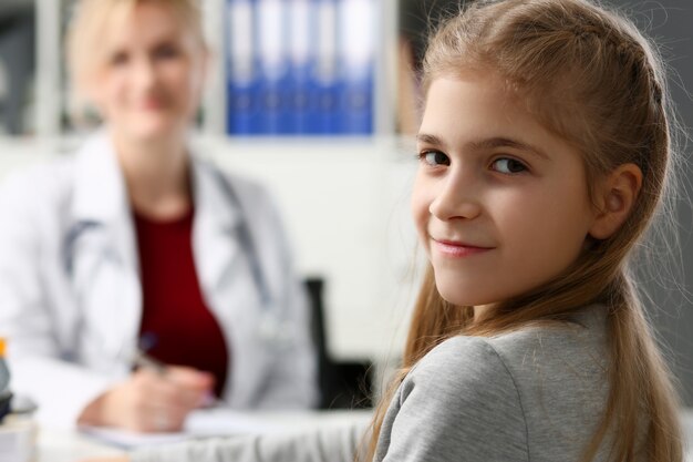 Little child at pediatrician reception