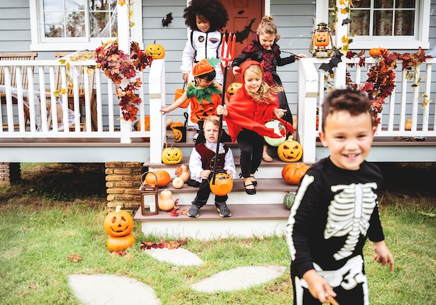 Little children trick or treating