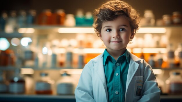 Photo little children who want to be doctors and doctors when they grow up