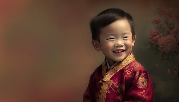 Little Chinese boy illustration by generative AI