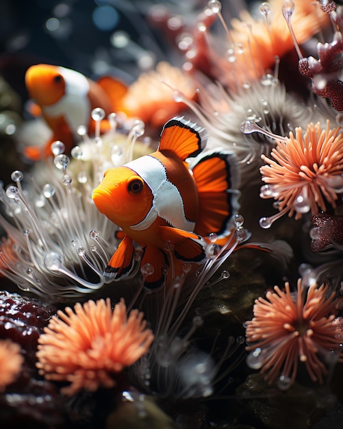 Little clown fish in a coral reef