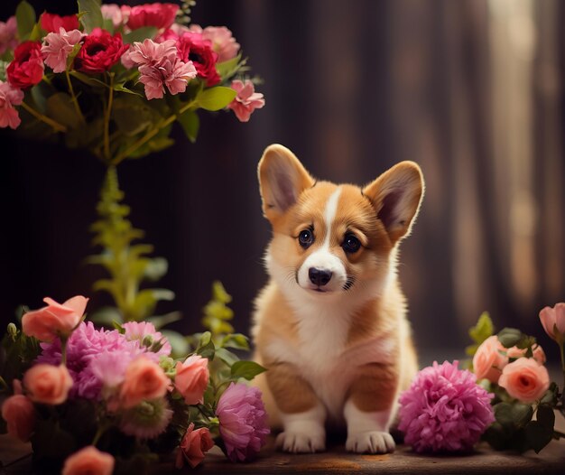 Photo little corgi pembroke puppy adventures