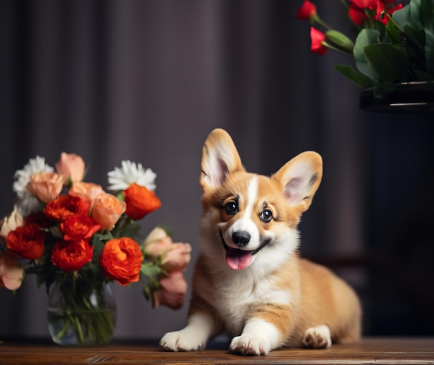 Photo little corgi pembroke puppy adventures