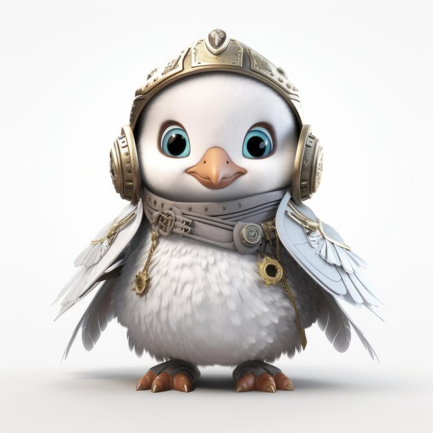 Photo little cute albatross highquality fashion feather in unreal engine style