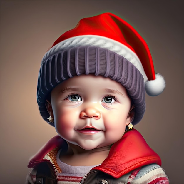 Little cute baby with santa hat