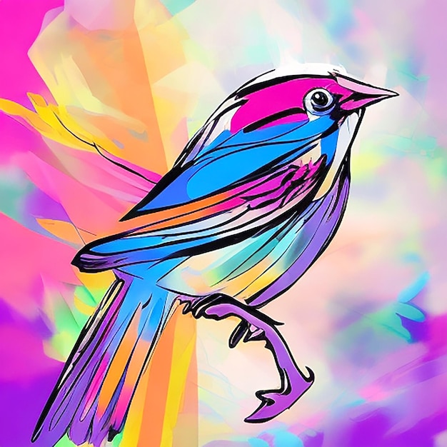 little cute bird graphic design clipart Flat Generative AI