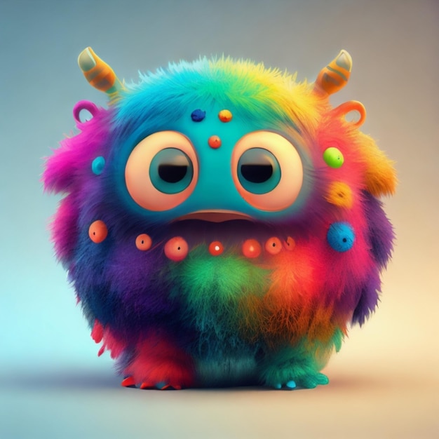 Little cute cartoon 3d monster