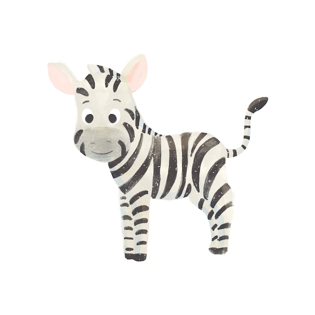 Little cute cartoon zebra