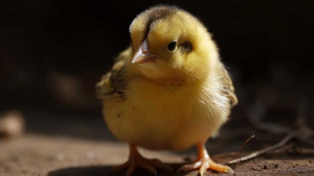 Little cute chick close up in nature