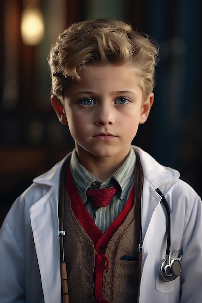 Little cute doctor boy