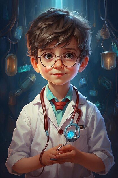 Little cute doctor boy