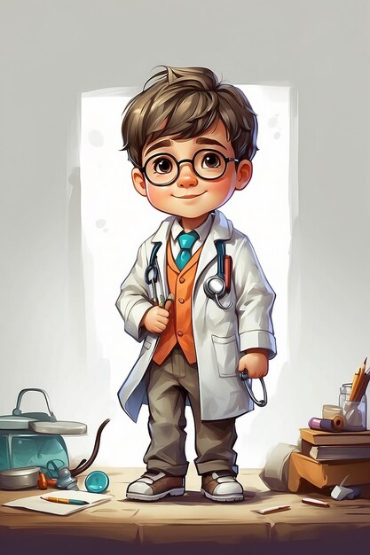 Little cute doctor boy