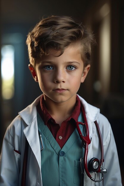 Little cute doctor boy